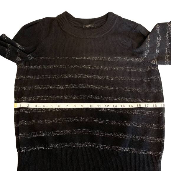 Rails NEW Allegra Cashmere Cotton Metallic Stripe Sweater Black Silver Medium - Picture 11 of 13